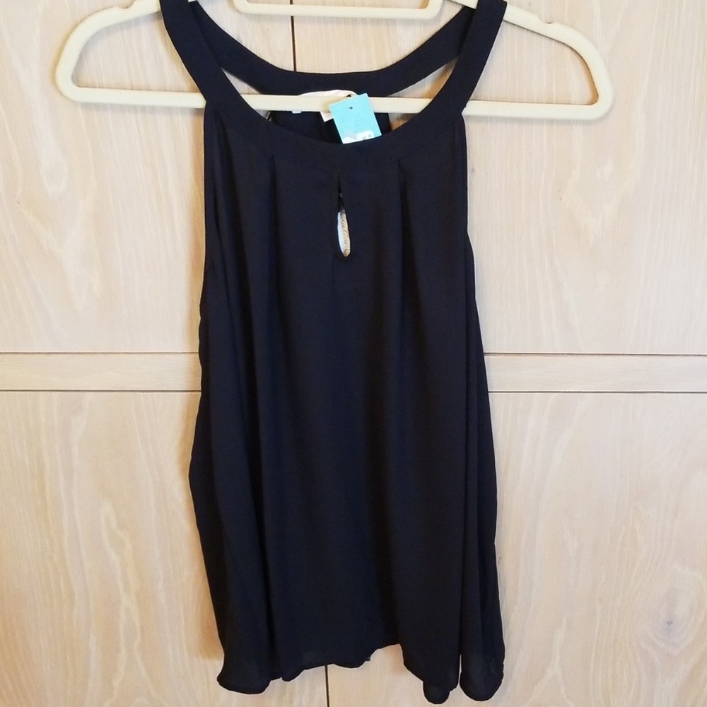 Creative Commune Black tank type top w fringe NWT